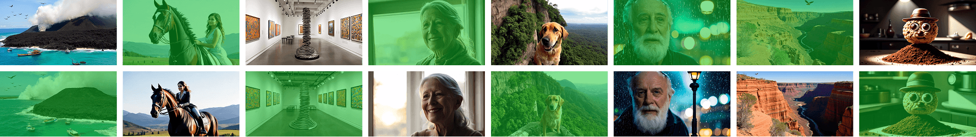 The images highlighted in green were generated with the 4-step TVM pipeline.